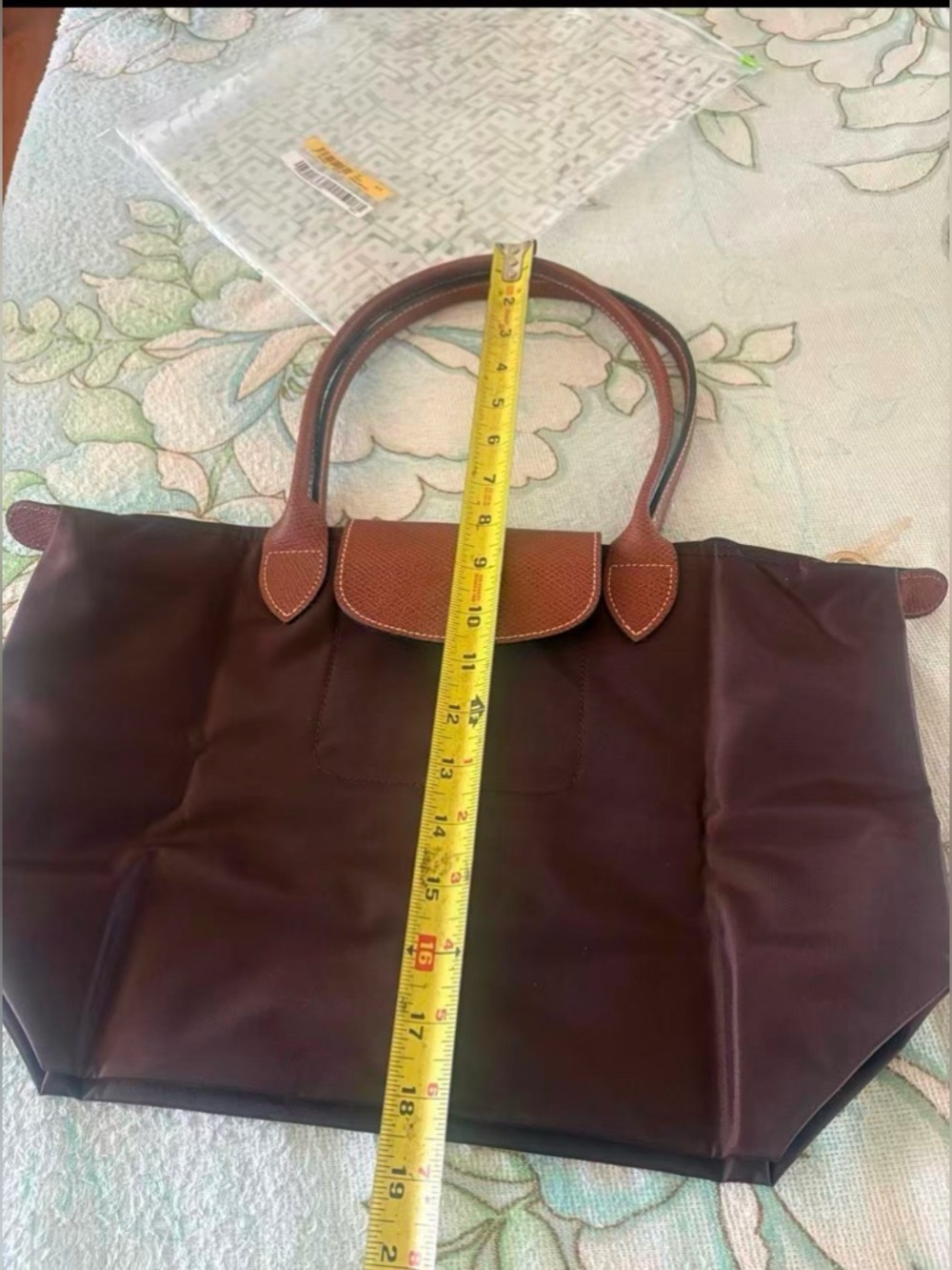 Longchamp Le Pliage folding tote bag medium size Ebony brown color - Picture 10 of 13